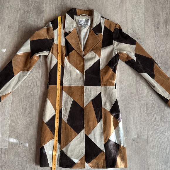 Y2K BB Dakota Patchwork Suede Leather Trench Coat - Picture 14 of 14